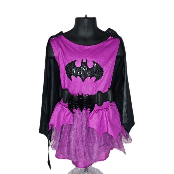 DC Other - DC Super Hero‎ Girls BATGIRL Costume Child's Size 4-6 Purple Dress, Belt, & Cape